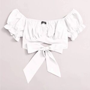 SHEIN White Puff Sleeve Blouse